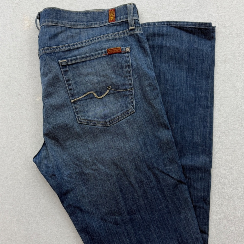 7 For‎ All Mankind Standard Jeans Mens 40x34.5 Blue Straight Leg Button Fly
